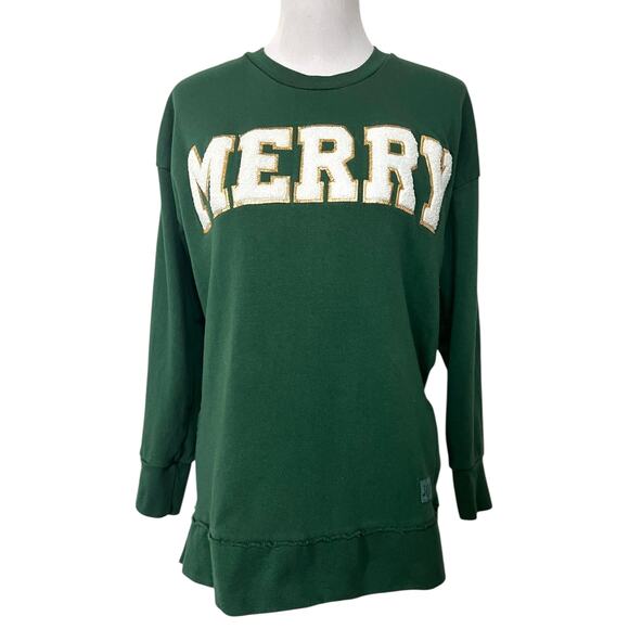 Royce Brand Merry Boucle Womens Sweatshirt Green Christmas Holiday Festive Sz M - Picture 1 of 9